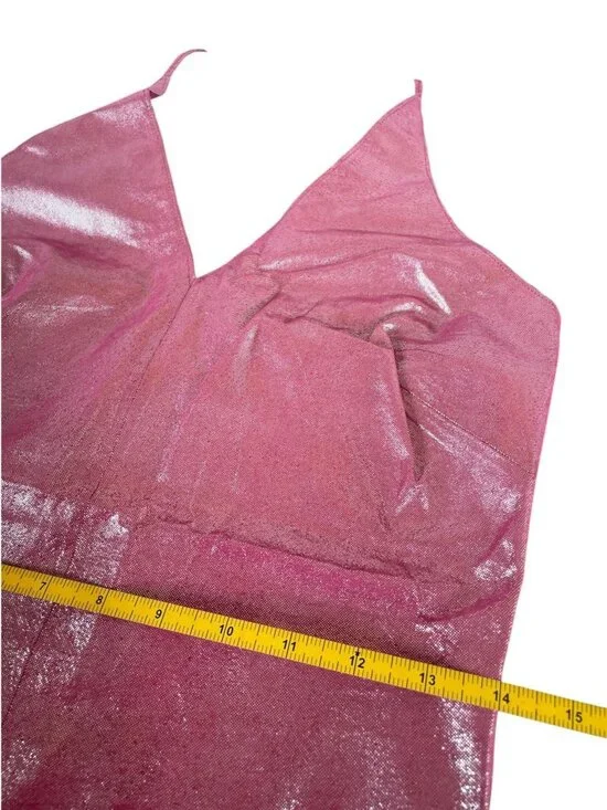 Rare Vintage Y2K Express Hot Pink 100% Leather Halter Top Skirt Set Sz XS Fest - Picture 10 of 16